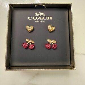Coach Heart and Cherry Gold Earrings